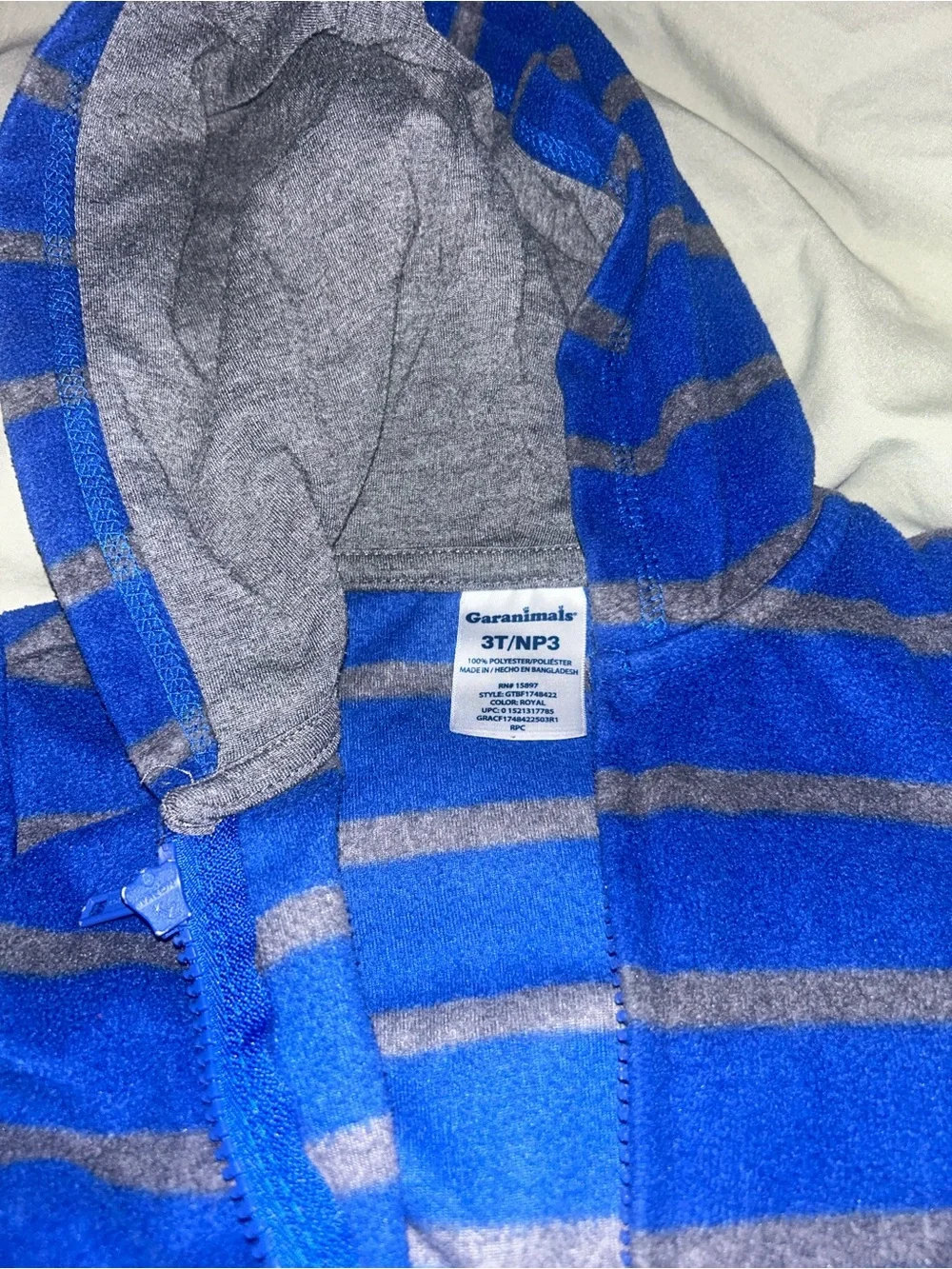 🌼2 for $5🌼 Garanimals Blue & Gray Striped Hooded Zip Sweatshirt